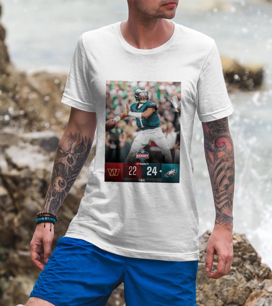 Jalen Hurts NFL Kickoff Philadelphia Eagles Victory 24 22 Final T-Shirt