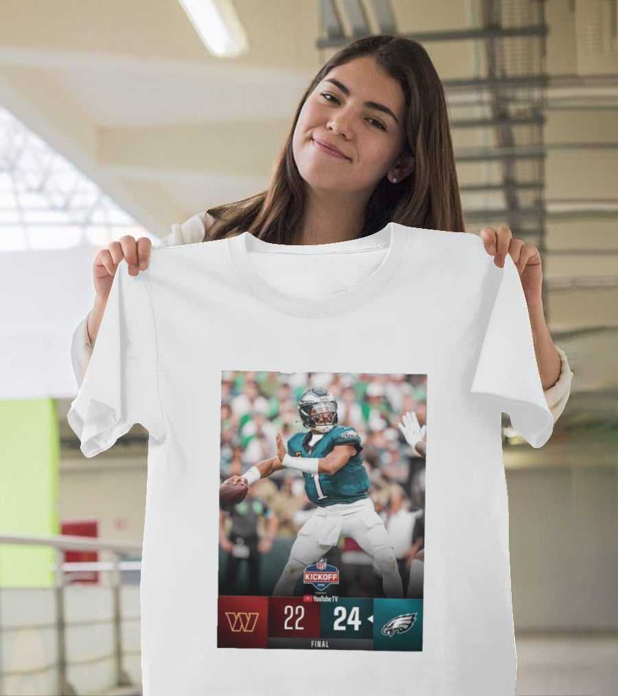 Jalen Hurts NFL Kickoff Philadelphia Eagles Victory 24 22 Final T-Shirt