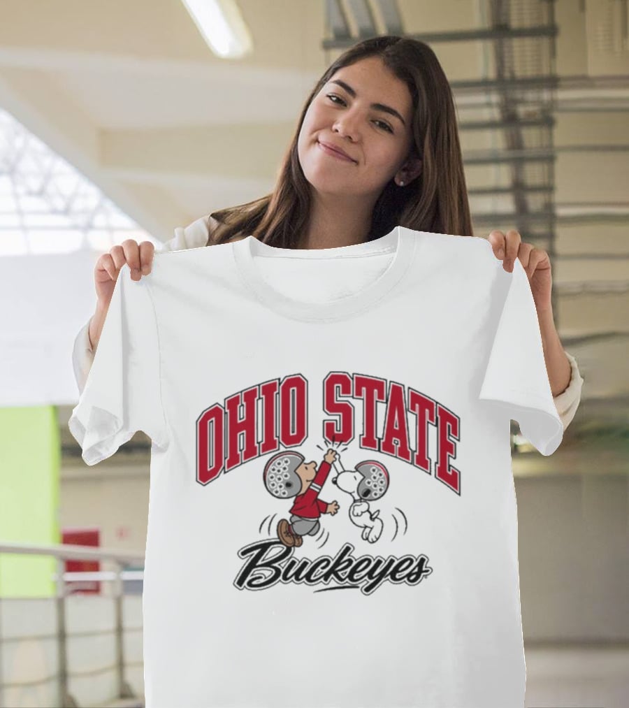 Ohio State Buckeyes Peanuts Characters Football Collaboration T-Shirt