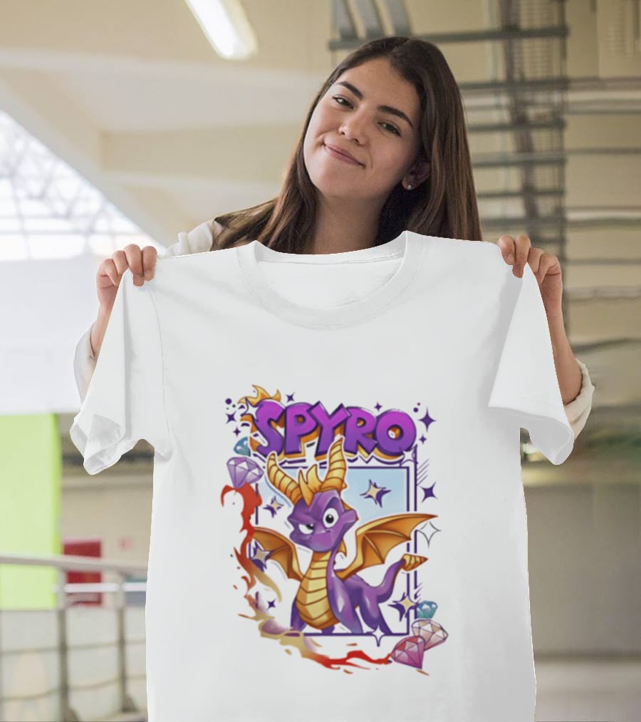 Spyro Purple Dragon Cartoon Polaroid Adventure T-Shirt