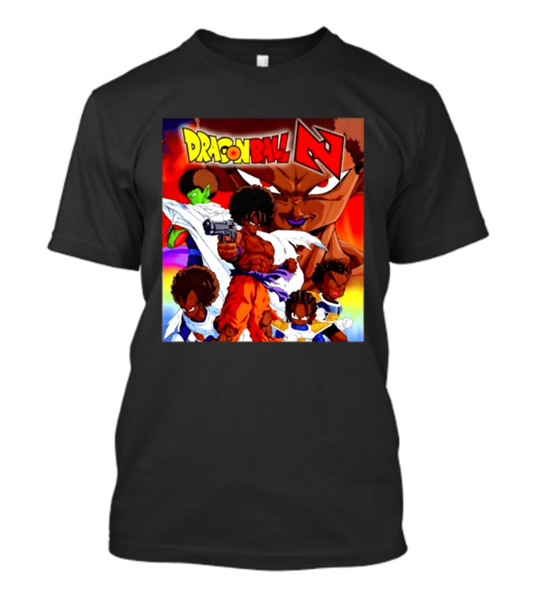 Dragon Ball Z Afro Characters Anime Goku Parody Fusion T-Shirt