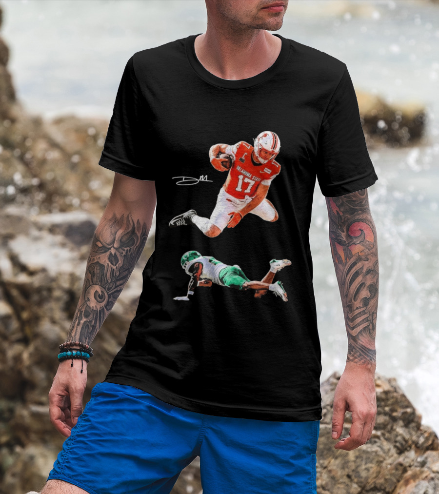 Oklahoma State Football Player Leap Over Oregon Opponent T-Shirt
