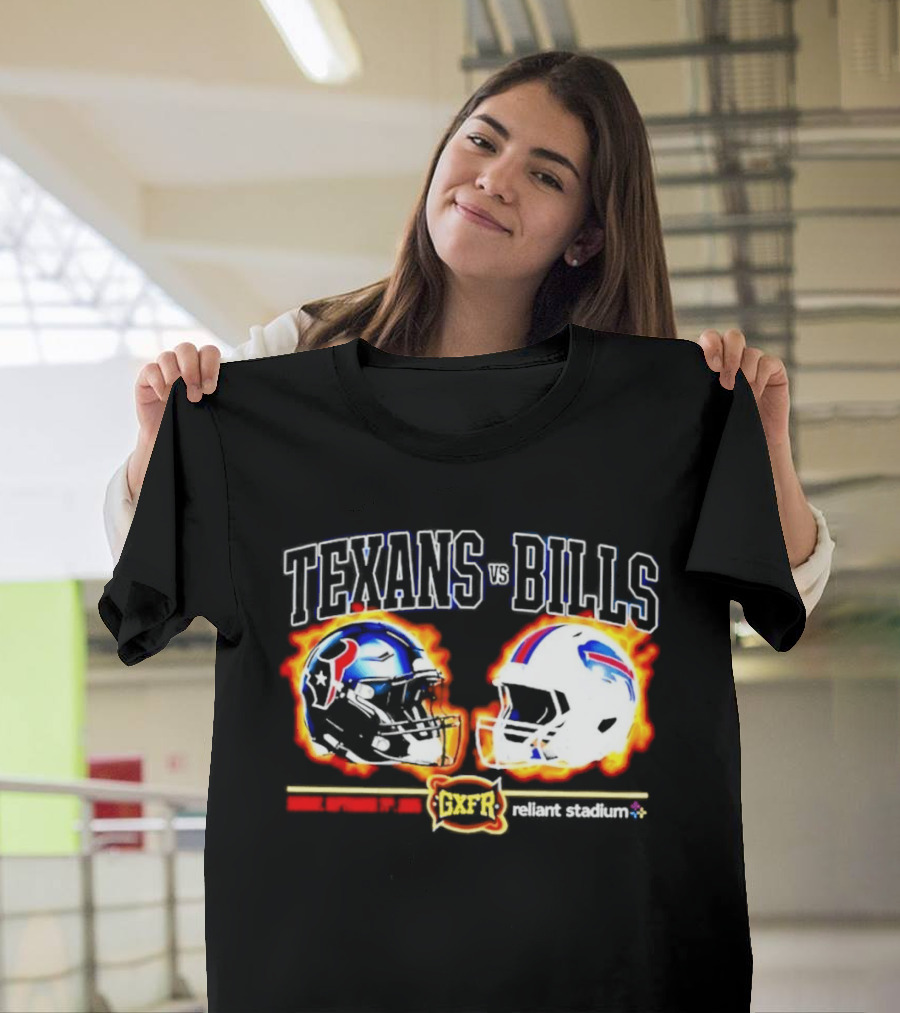 Texans Bills Helmet Showdown Vintage Style Game Day Football T-Shirt