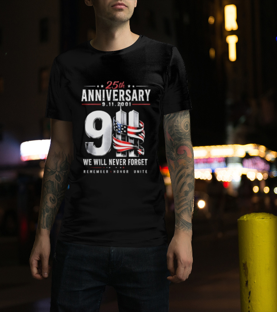 NYPD New York Yankees 2026 25th Anniversary 9 11 We Will Never Forget Remember Honor Unite T-Shirt