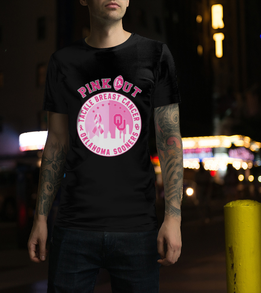 Oklahoma Sooners Pink Out Tackle Breast Cancer Football NCAA T-Shirt