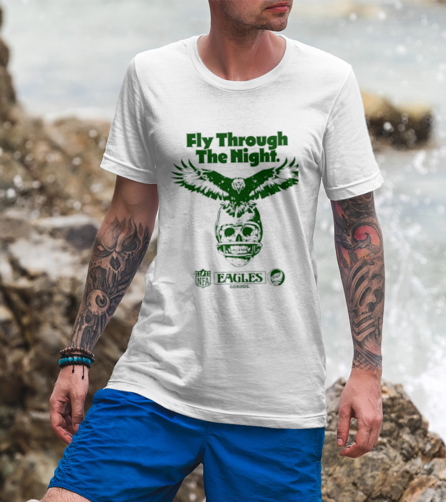 Philadelphia Eagles Fly Through The Night Grateful Dead Football Collaboration T-Shirt