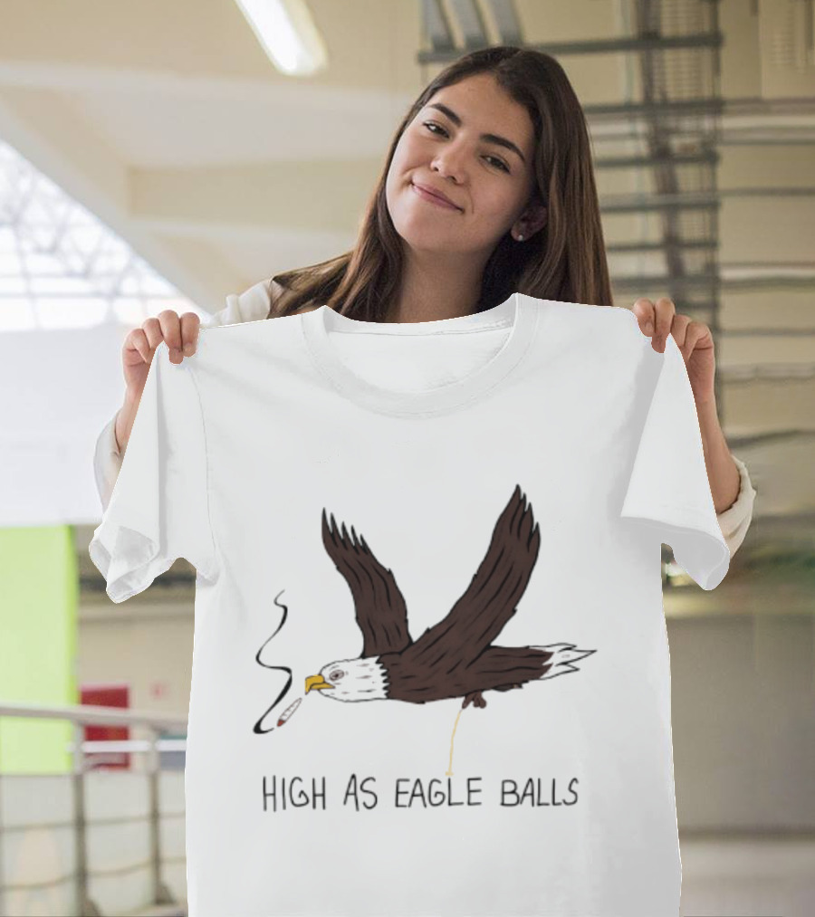 High As Eagle Balls Smoking Eagle Meme T-Shirt