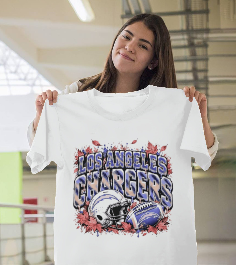 Los Angeles Chargers Football Helmet Autumn Leaves 2026 T-Shirt