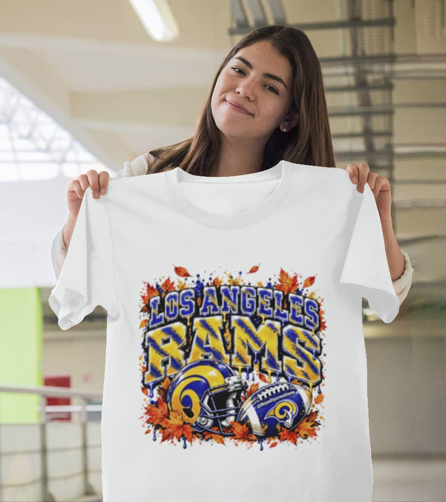 Los Angeles Rams Helmet Autumn Leaves Halloween 2026 T-Shirt
