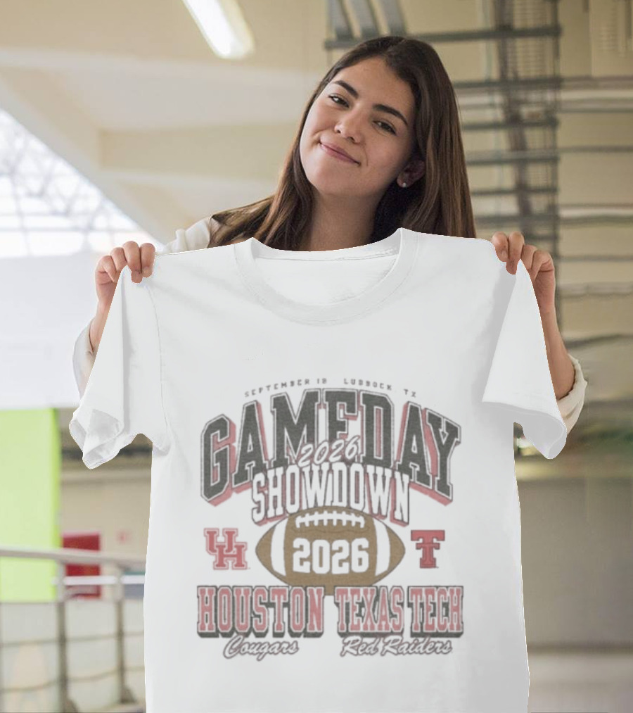 2026 Gameday Showdown Houston Cougars Vs Texas Tech Red Raiders Football T-Shirt