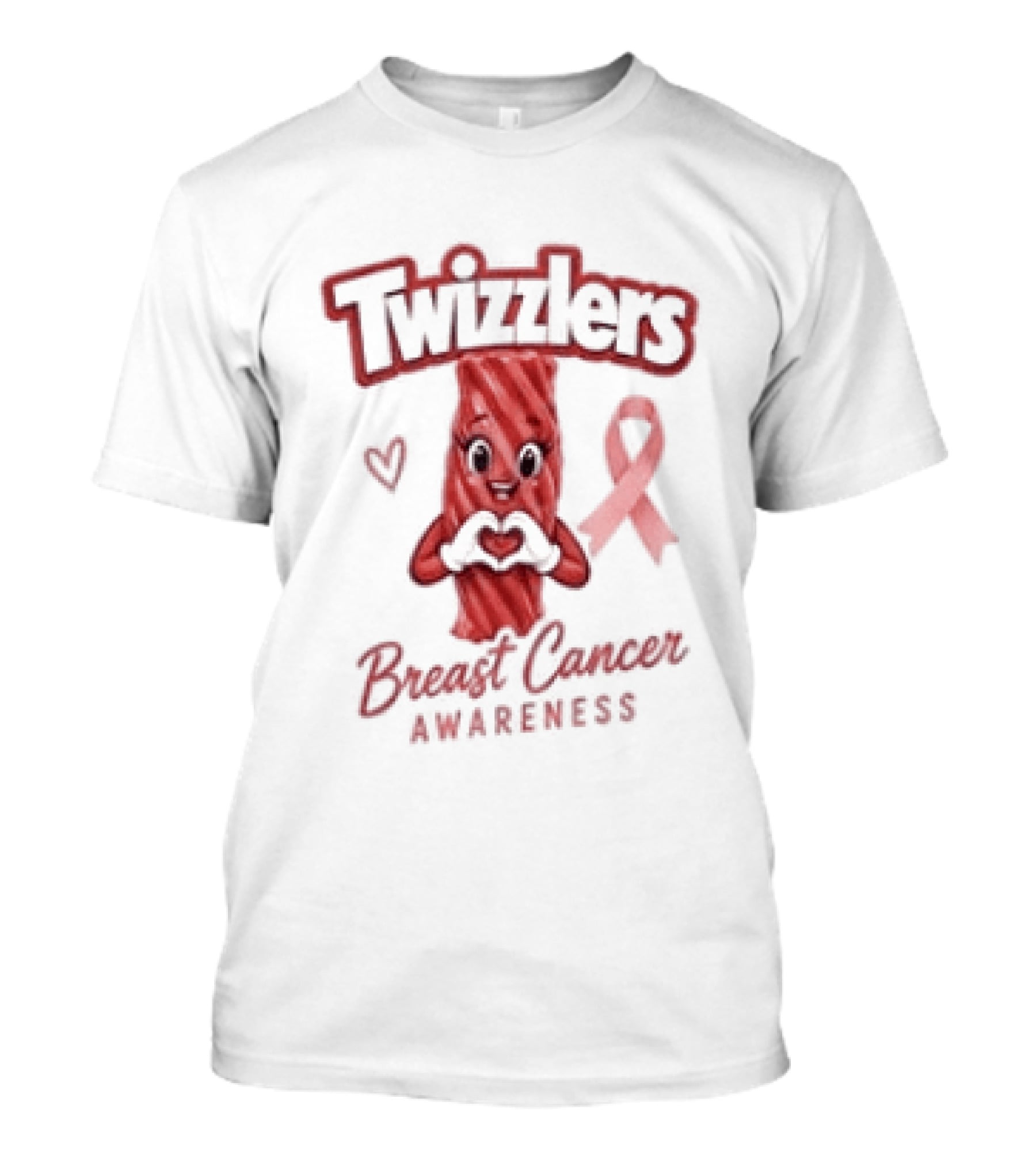 Twizzlers Red Candy Heart Pink Ribbon Breast Cancer Awareness T-Shirt