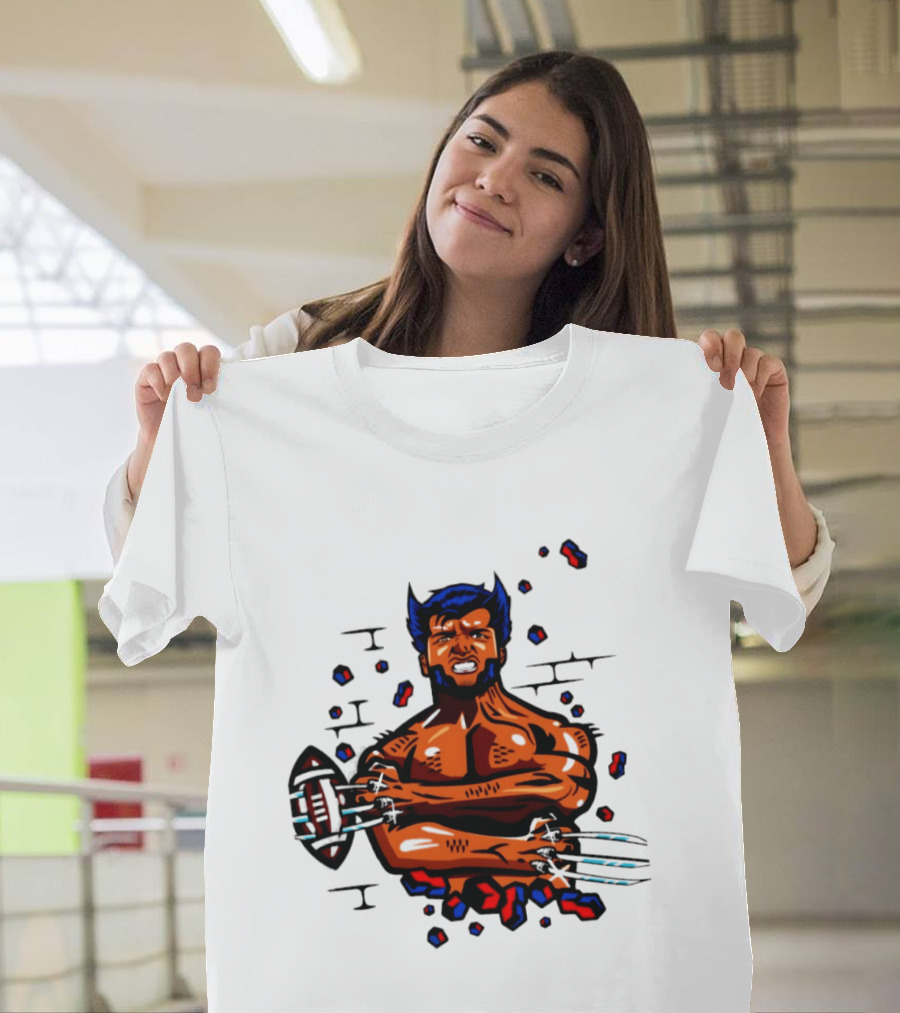 Marvel Wolverine Football Caricature Bold Comic T-Shirt