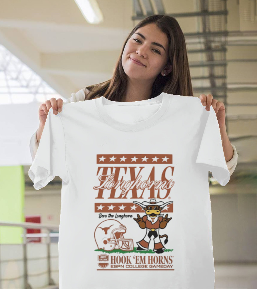Texas Longhorns Bevo The Longhorn Hook 'Em Horns ESPN College Gameday 2026 T-Shirt