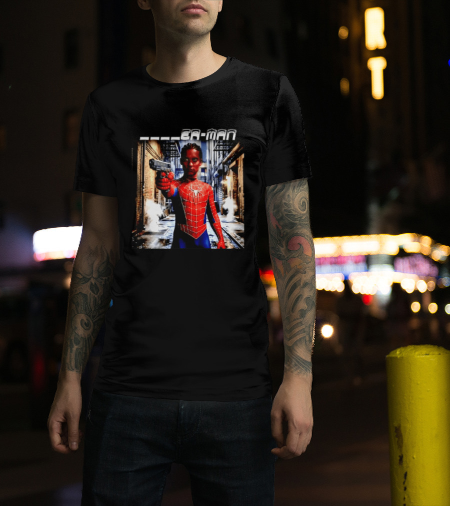 Tobey Maguire Spider Man Marvel Superhero Meme Gun Alley Scene T-Shirt