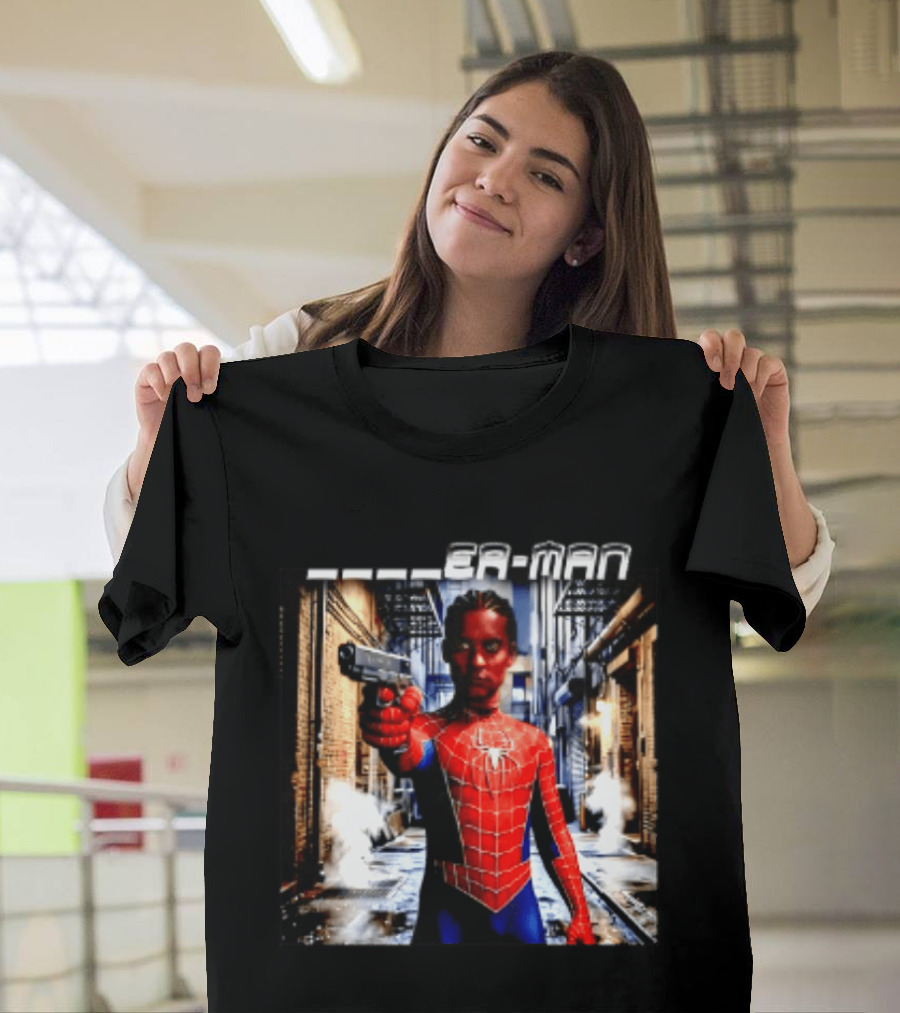 Tobey Maguire Spider Man Marvel Superhero Meme Gun Alley Scene T-Shirt