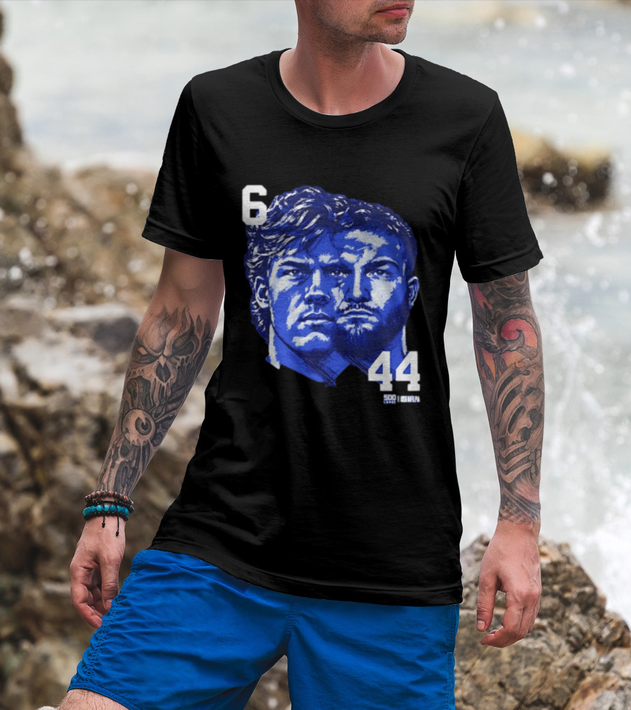 Jaxson Dart Cam Skattebo 6 44 New York Giants Face Morph Sports Fan T-Shirt