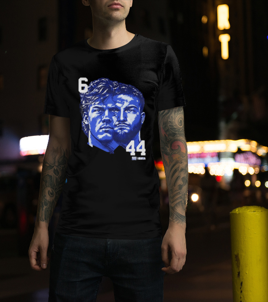 Jaxson Dart Cam Skattebo 6 44 New York Giants Face Morph Sports Fan T-Shirt