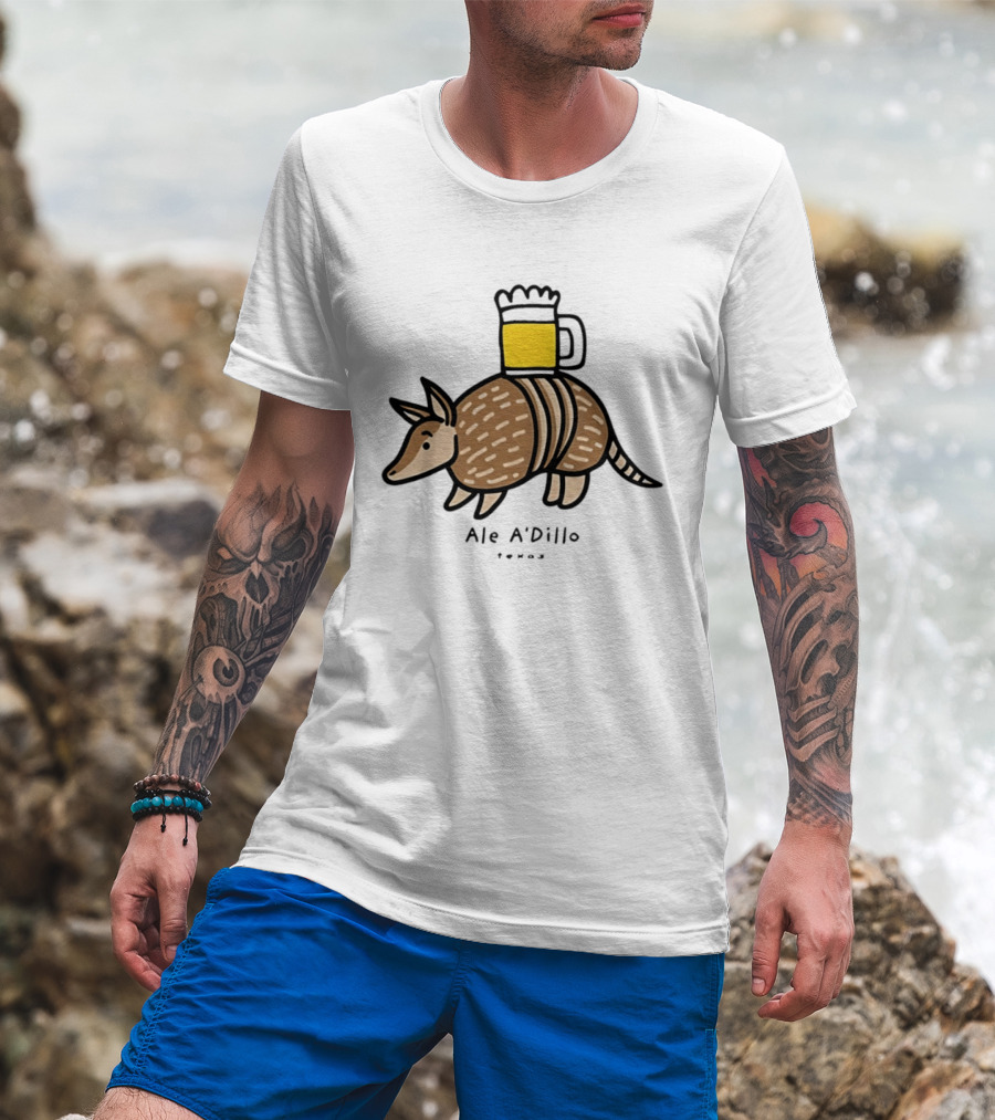 Ale A'Dillo Texas Armadillo With Beer T-Shirt