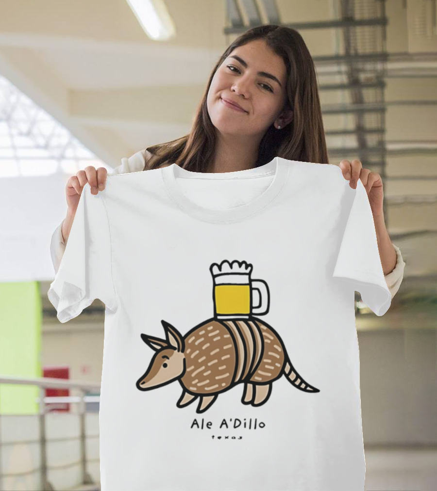 Ale A'Dillo Texas Armadillo With Beer T-Shirt