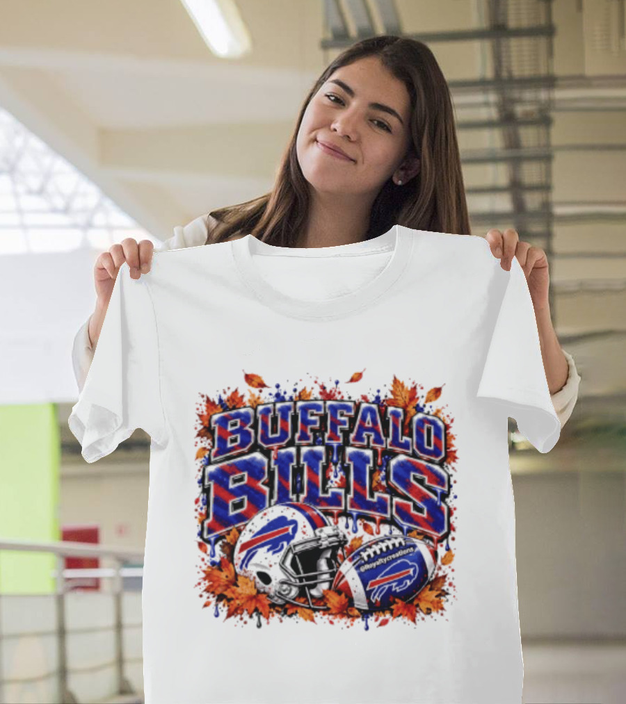 Buffalo Bills Helmet Fall Leaves Football Spirit T-Shirt