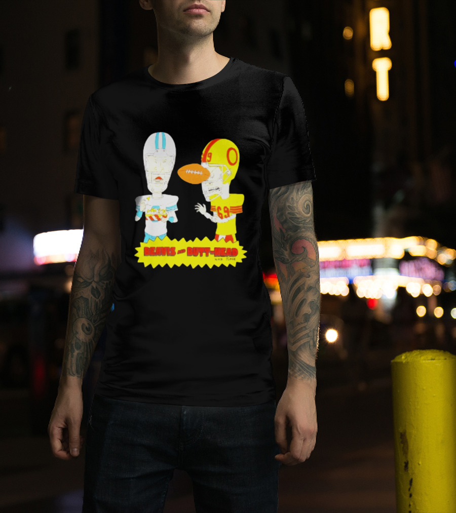 Beavis And Butt Head Football Parody Player Cartoons MTV Series 90s Humor T-Shirt
