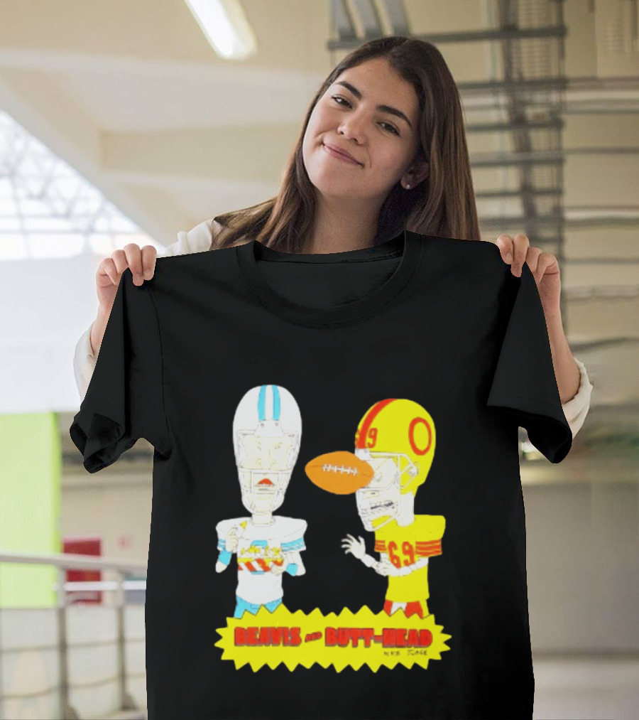 Beavis And Butt Head Football Parody Player Cartoons MTV Series 90s Humor T-Shirt