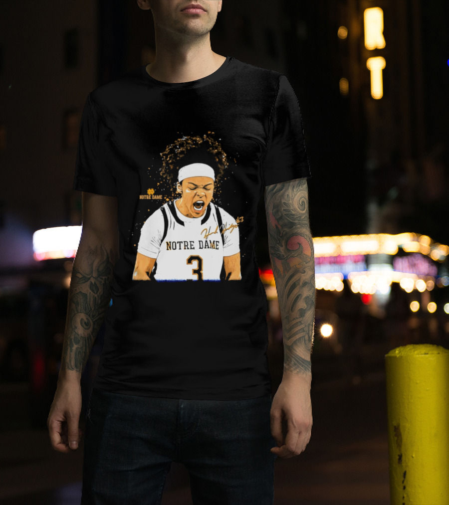 Notre Dame Basketball Hannah Hidalgo Caricature Number 3 NCAA Women's Player T-Shirt