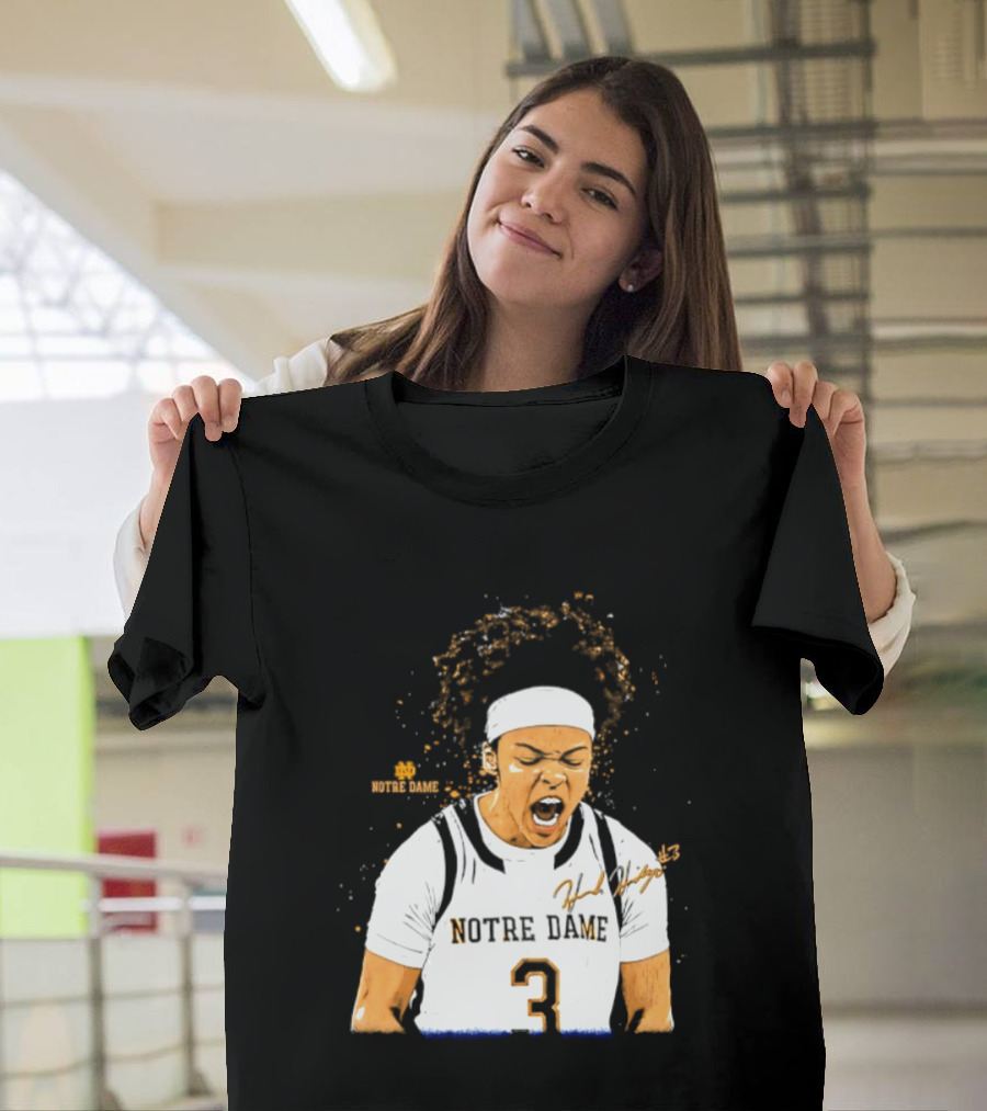 Notre Dame Basketball Hannah Hidalgo Caricature Number 3 NCAA Women's Player T-Shirt