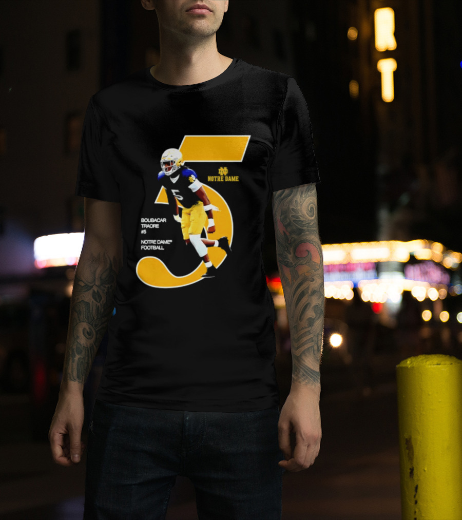Boubacar Traore 5 Notre Dame Football Player NCAA Iconic Number T-Shirt