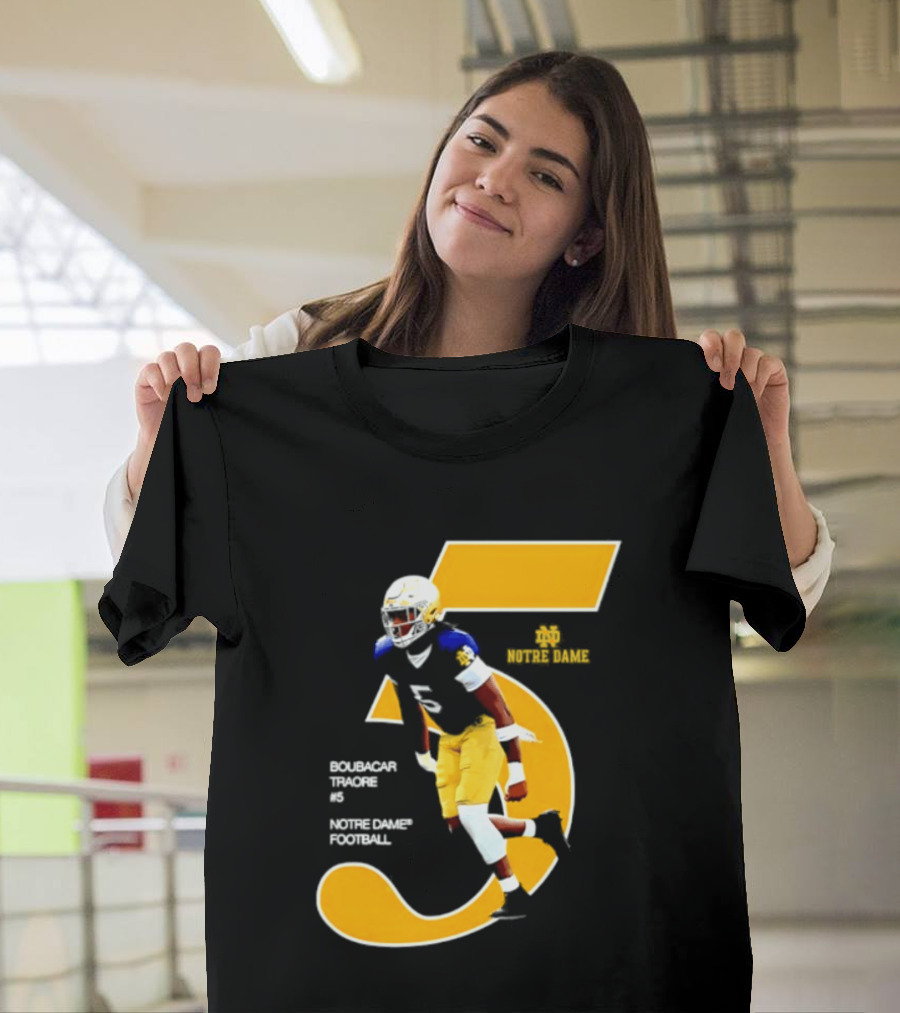 Boubacar Traore 5 Notre Dame Football Player NCAA Iconic Number T-Shirt