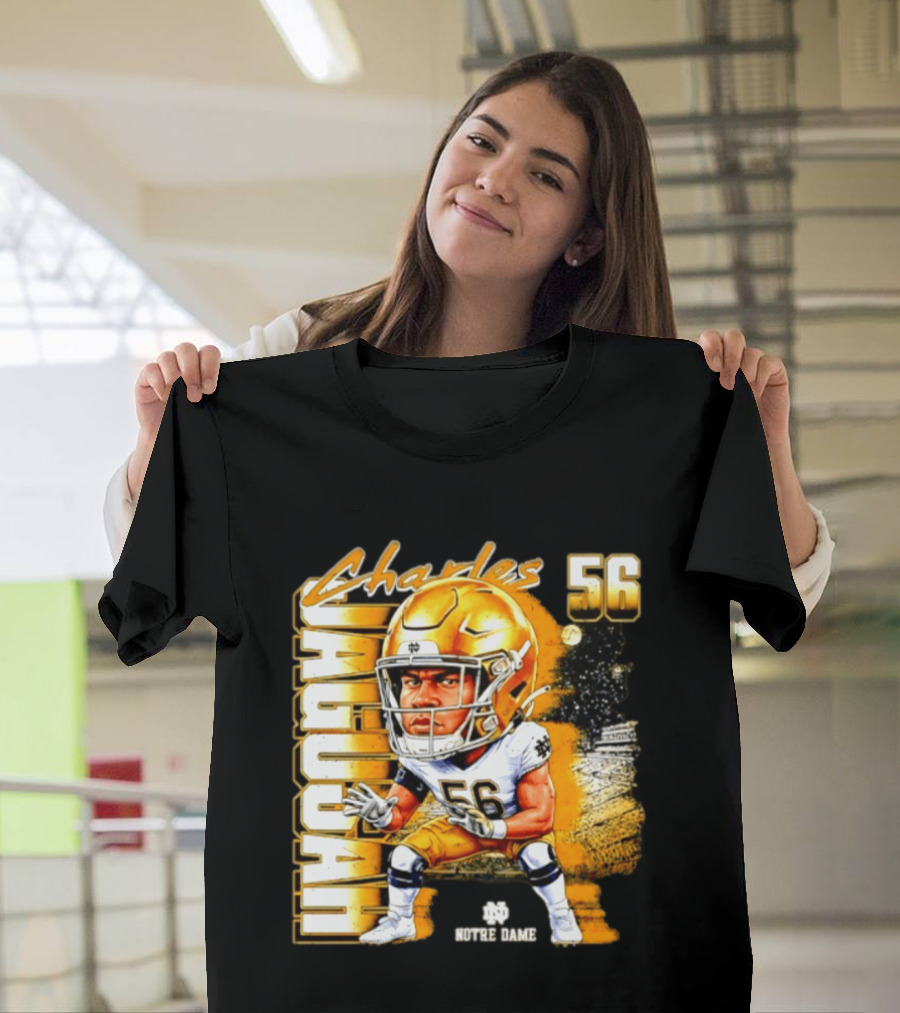 Charles Jagusah 56 Notre Dame Player NCAA Football Caricature T-Shirt