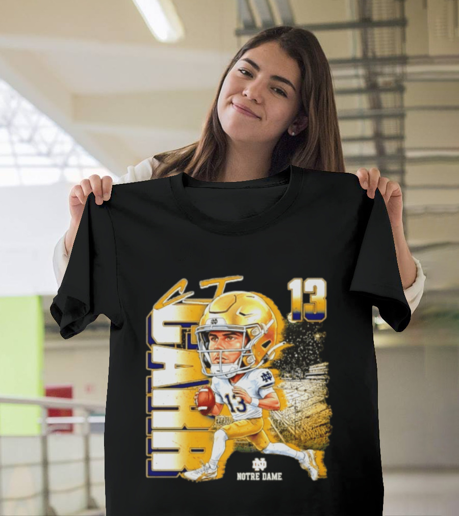 CJ Carr 13 Notre Dame Fighting Irish Football Player Caricature T-Shirt