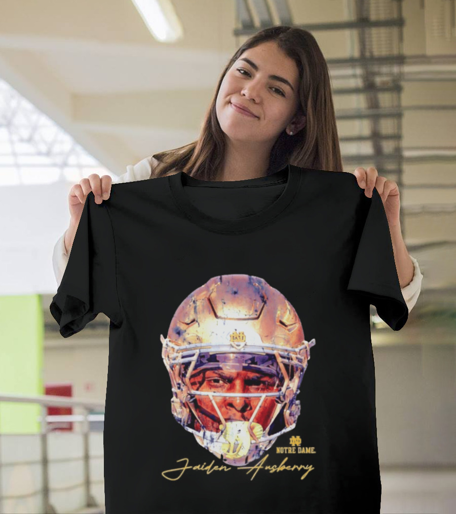 Notre Dame NCAA Football Helmet Jaiden Ausberry Swag Head T-Shirt