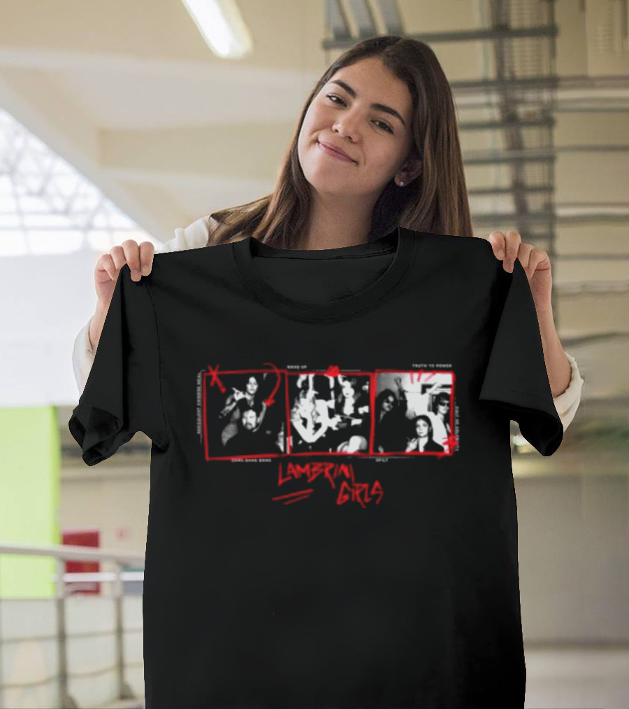 Lambrini Girls Shop No Refunds Black Punk Collage Explicit Notices T-Shirt