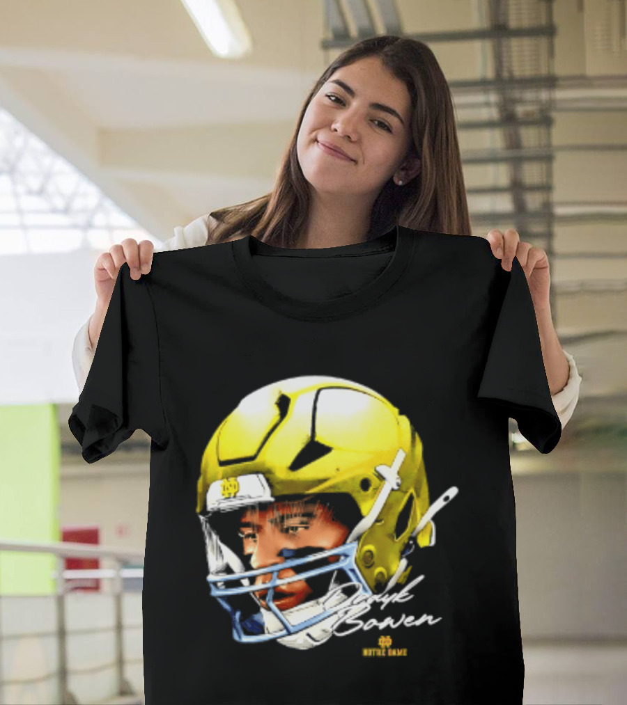 Notre Dame Drayk Bowen NCAA Football Headgear Fan Gear T-Shirt