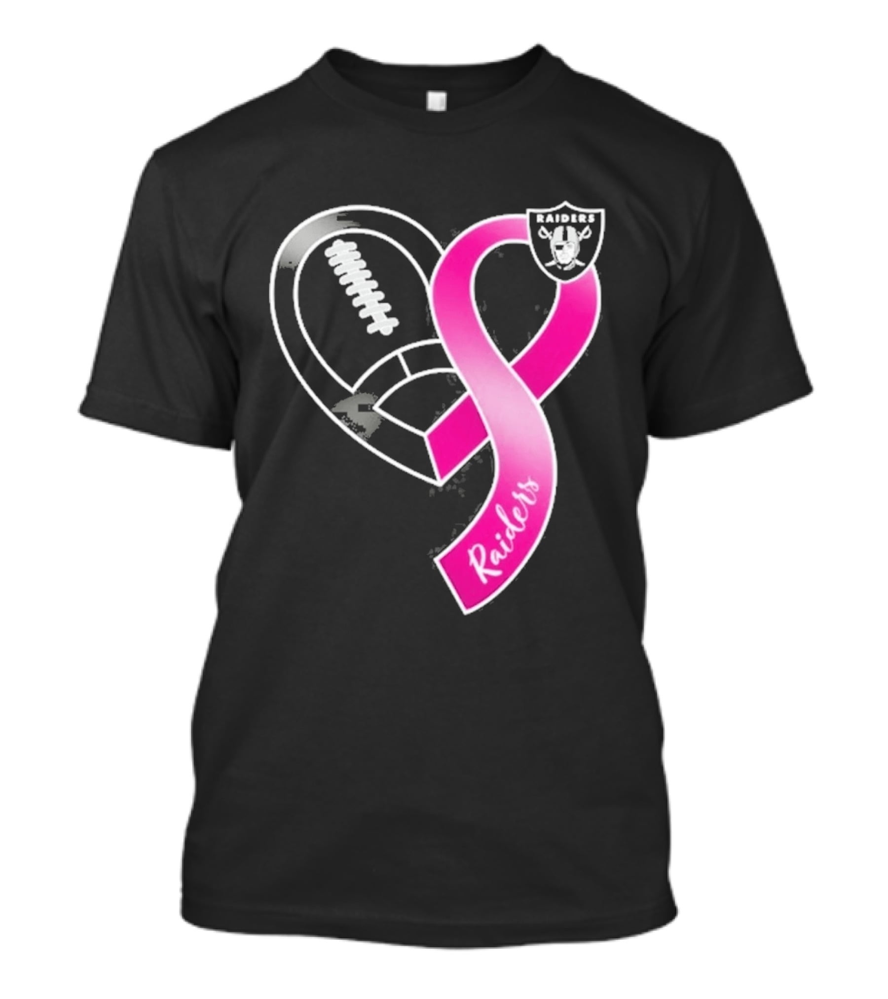 Las Vegas Raiders Breast Cancer Awareness Heart And Ribbon 2026 T-Shirt