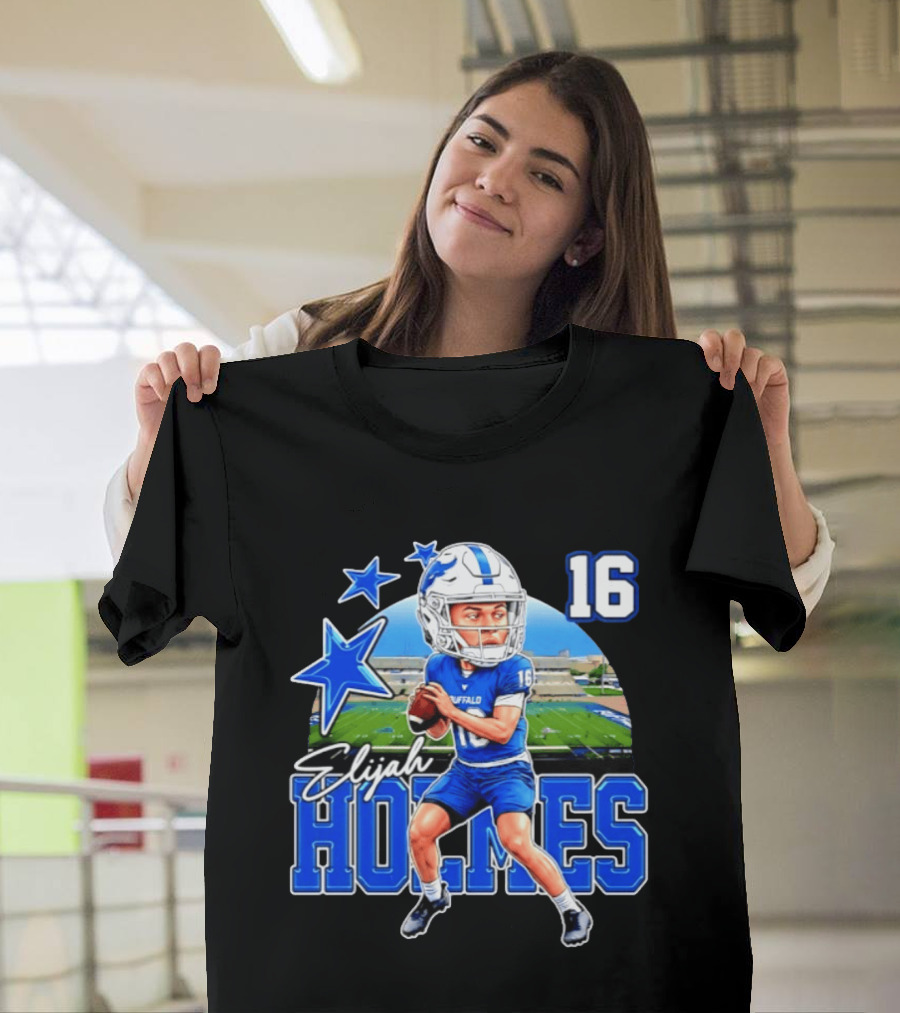 Elijah Holmes 16 Buffalo Bulls NCAA Football Caricature T-Shirt
