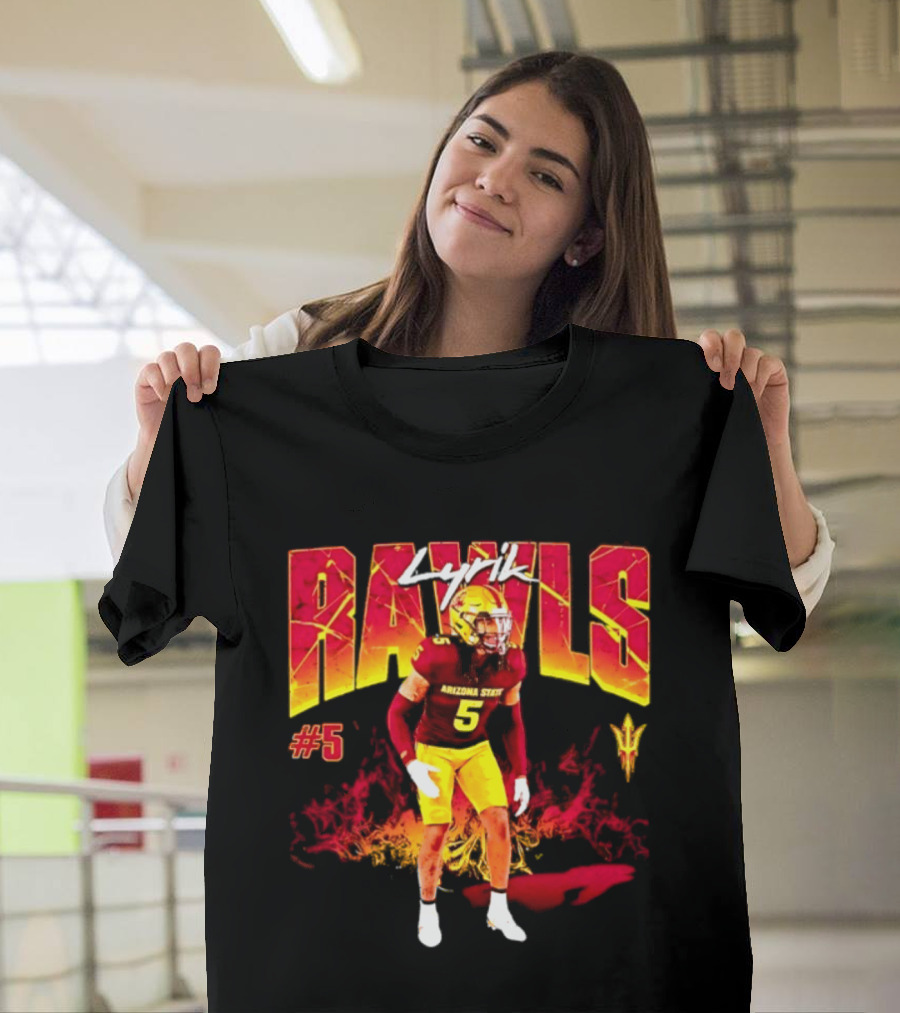 Lyrik Rawls #5 Arizona State Football Player Graphic With Sun Devils T-Shirt