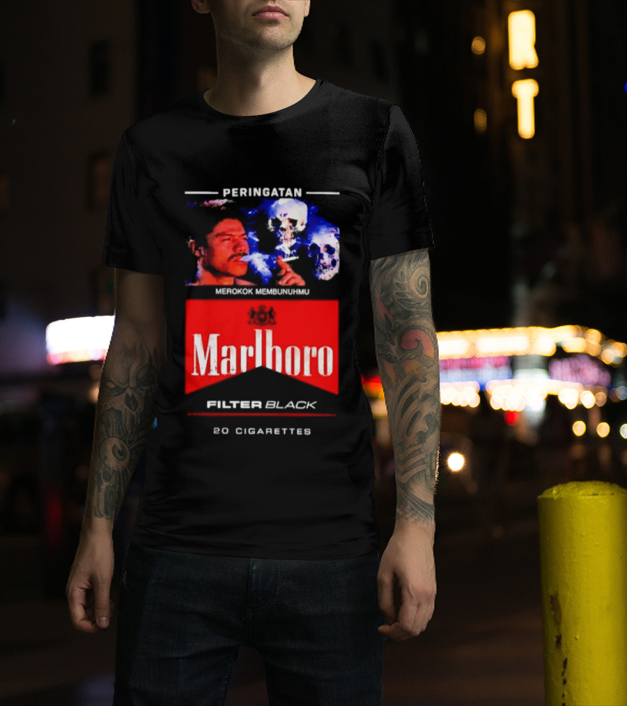 Marlboro Filter Black Peringatan Merokok Membunuhmu 50 Cigarettes T-Shirt