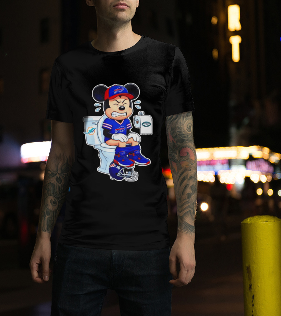 Mickey Toilet Buffalo Bills Defeat Jets Dolphins Patriots Football T-Shirt
