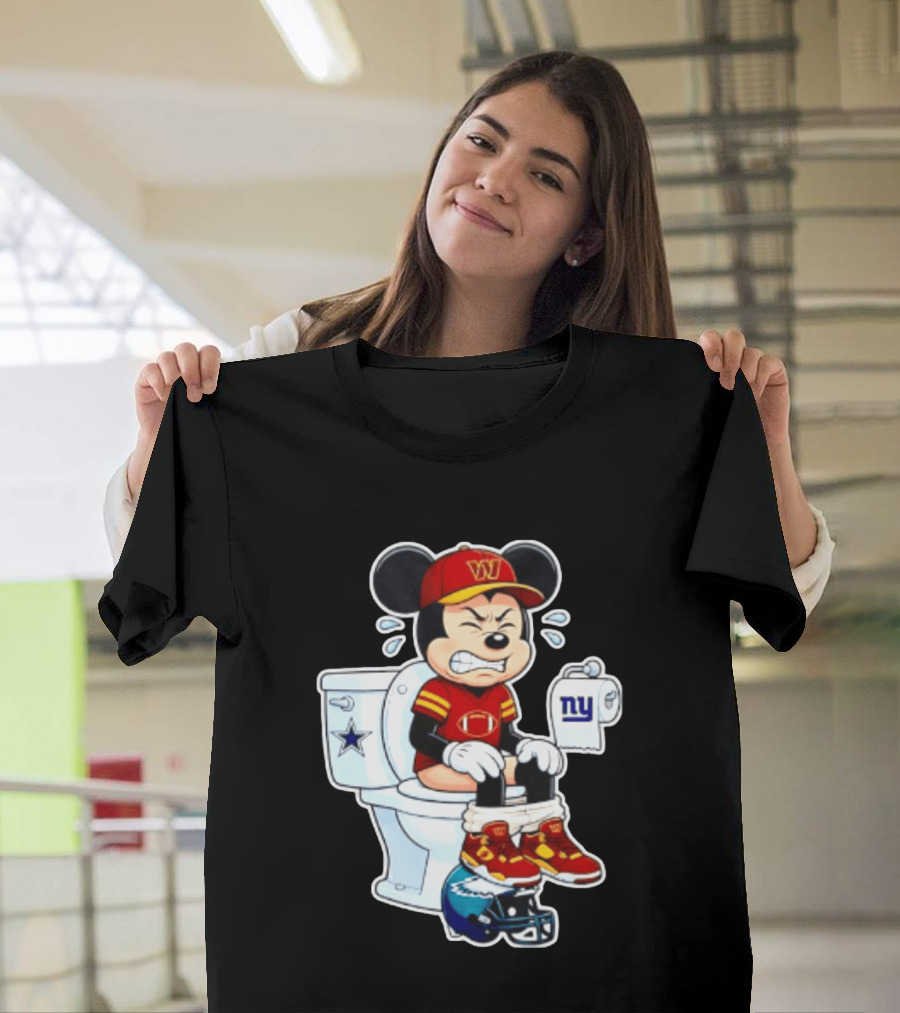 Mickey Toilet Washington W Frustrated Cowboys Giants Eagles Football Rivalry T-Shirt