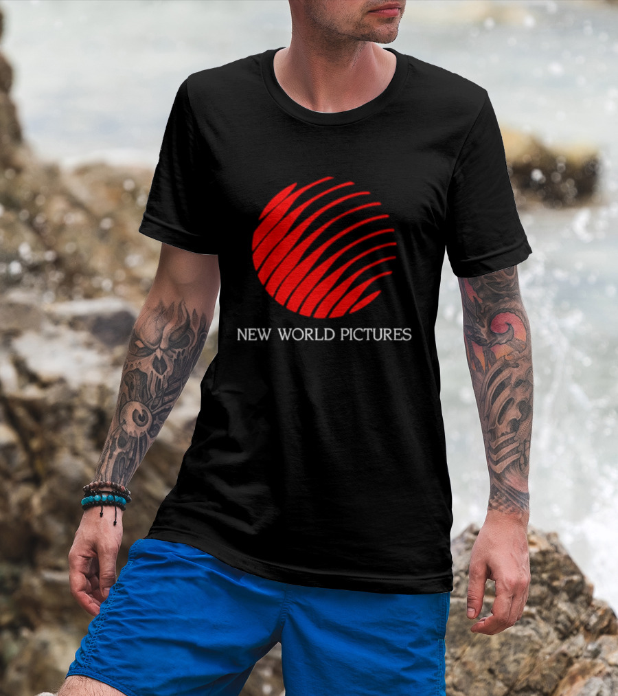 New World Pictures Film Production Classic Cinema Red Spiral T-Shirt