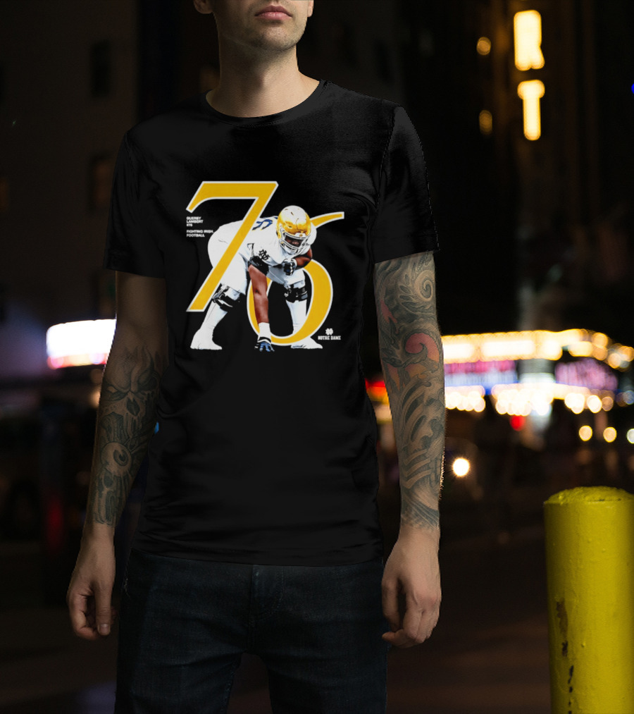 Notre Dame Football Player Number 76 Guerby Lambert NCAA T-Shirt