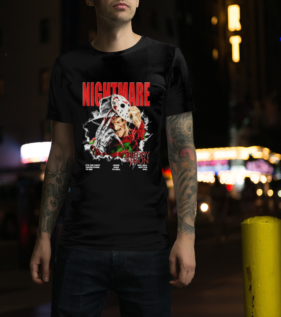 Nightmare Freddy Vs Jason Evil Battle Halloween Fight You're Dying To See T-Shirt