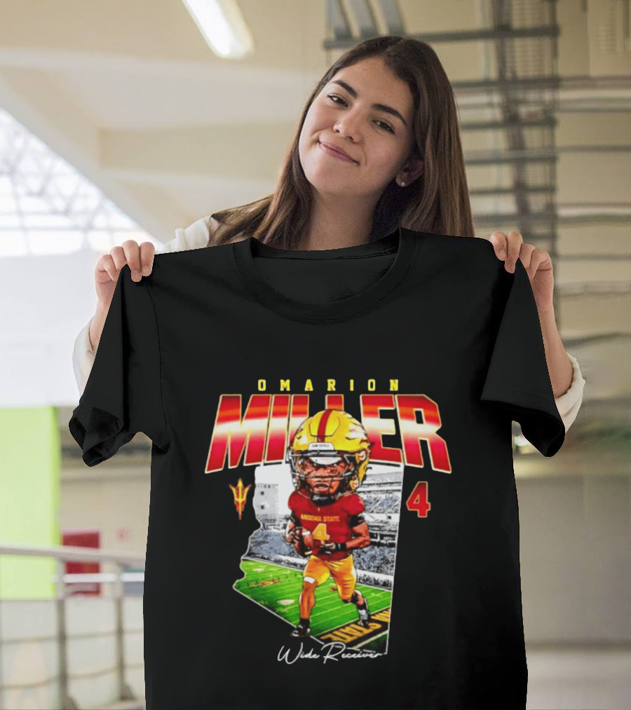 Omarion Miller 4 Arizona State Wide Receiver Caricature Including Team T-Shirt