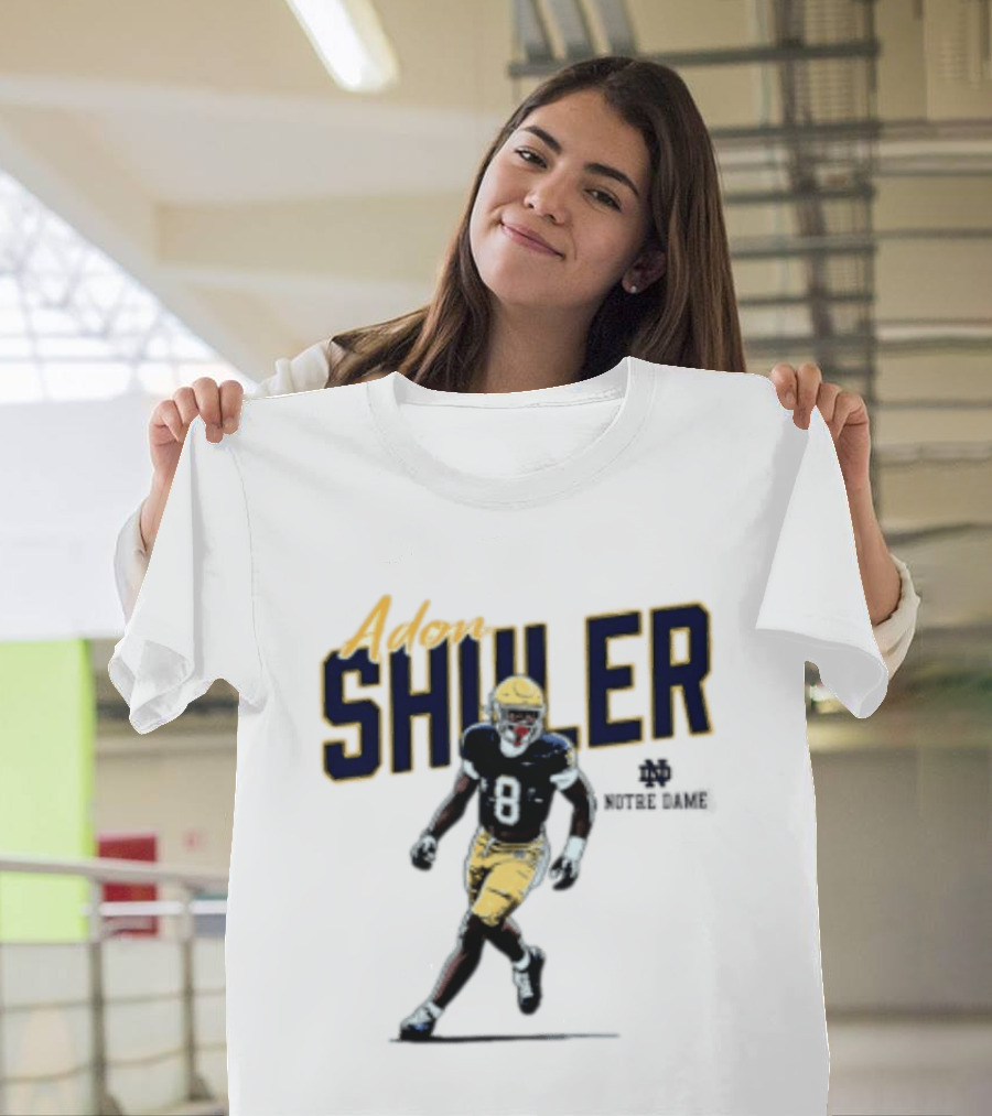 Adon Shuler 8 Notre Dame NCAA Football Caricature Player T-Shirt