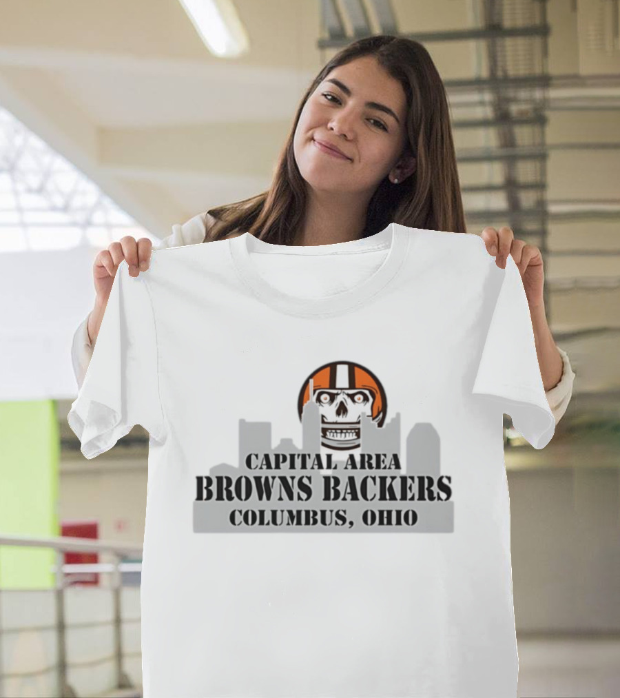 Cleveland Browns Skull Capital Area Browns Backers Columbus Ohio T-Shirt