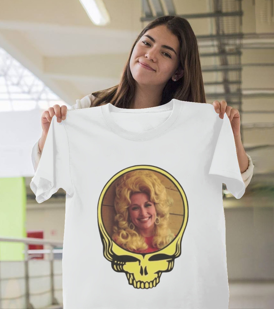 Dolly Parton Grateful Dead Skull Motif T-Shirt