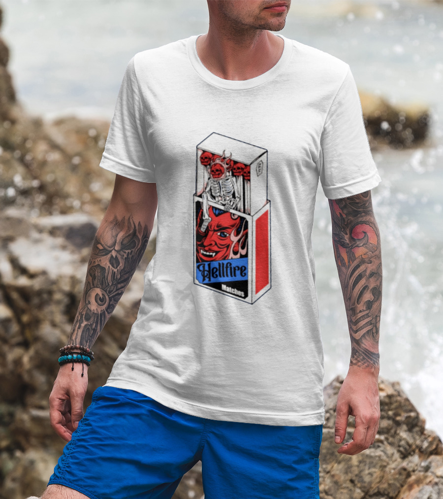Hellfire Matches Devil Skeleton Occult Red Skull T-Shirt