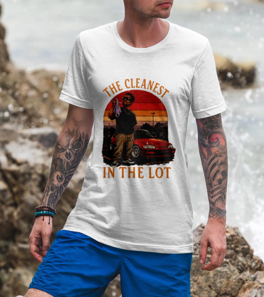 The Cleanest In The Lot Retro Car Enthusiast Sunset Scene T-Shirt